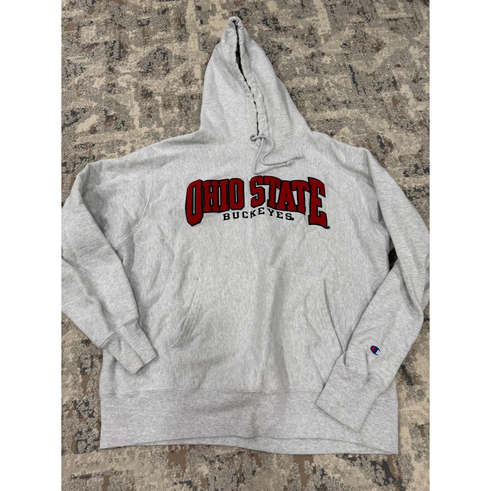 Champion Reverse Weave Ohio State Buckeyes Hoodie Gray Mens Large CS3051 940